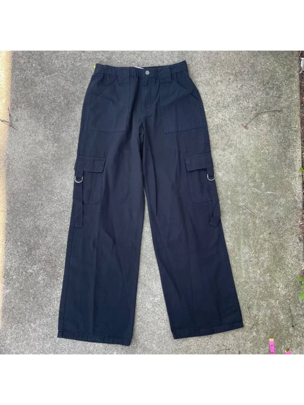Tinseltown Black Cargo Pants Womens 7 9 M Wide Leg Baggy Y2K Utility 100% Cotton